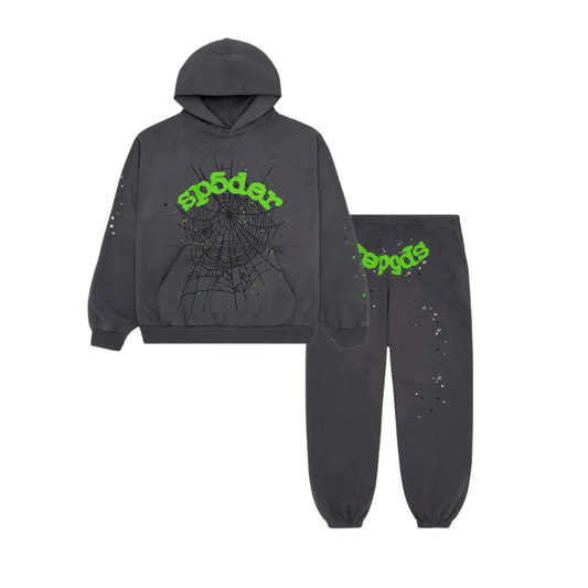 Set Hanorac & Pantaloni Sp5der "Slate Grey Web" Pret redus